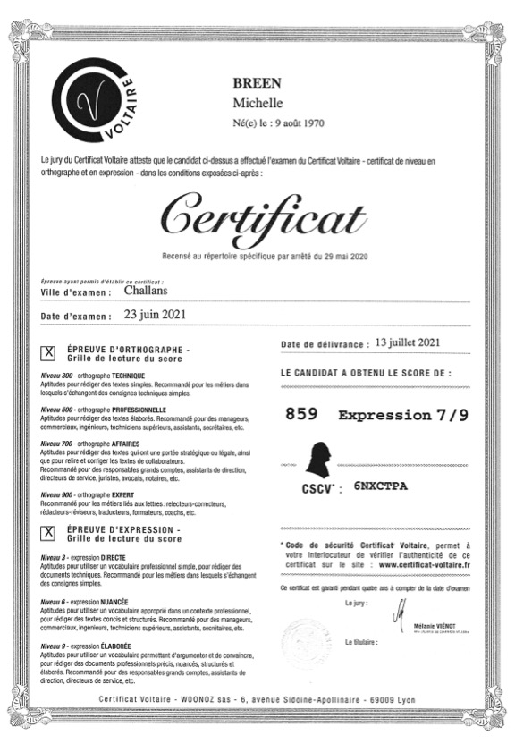 certificat voltaire